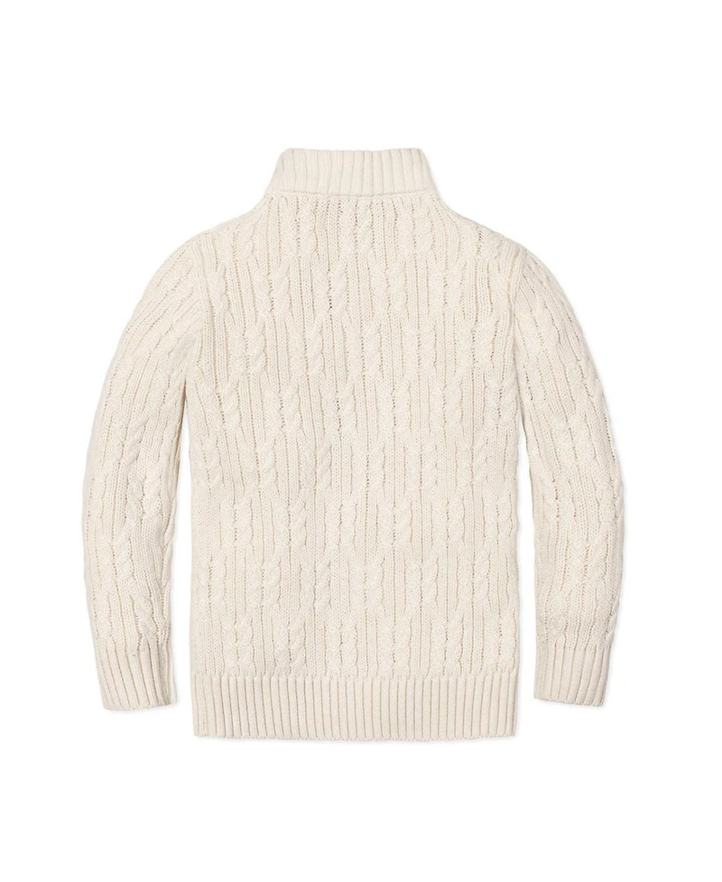 Hope & Henry Boys Organic Mock Neck Cable Sweater