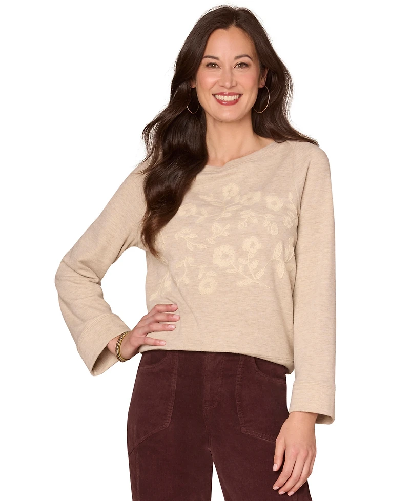 Democracy Petite Bell Sleeve Boat Neck Top
