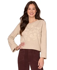 Democracy Petite Bell Sleeve Boat Neck Top
