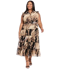 London Times Plus Long Sleeve Mock Neck Short Dress