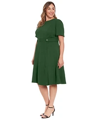 London Times Petite Fit & Flare Scuba Crepe Midi Dress