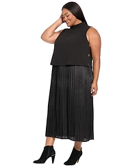 London Times Plus Sleeveless A-Line Midi Dress