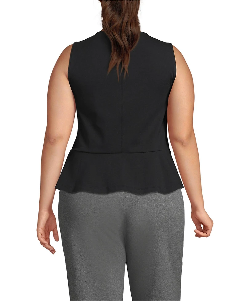 Lands' End Women's Plus Sleeveless Starfish Peplum Top