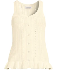 Lands' End Women's Cotton Boucle Ruffle Hem Sleeveless Sweater