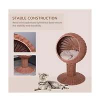 Zeus & Ruta Rattan Egg Chair Cat Bed with Cushion in Brown