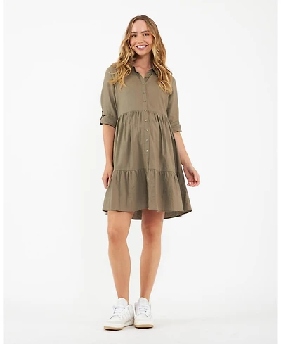 Ripe Maternity Adel Button Linen Dress