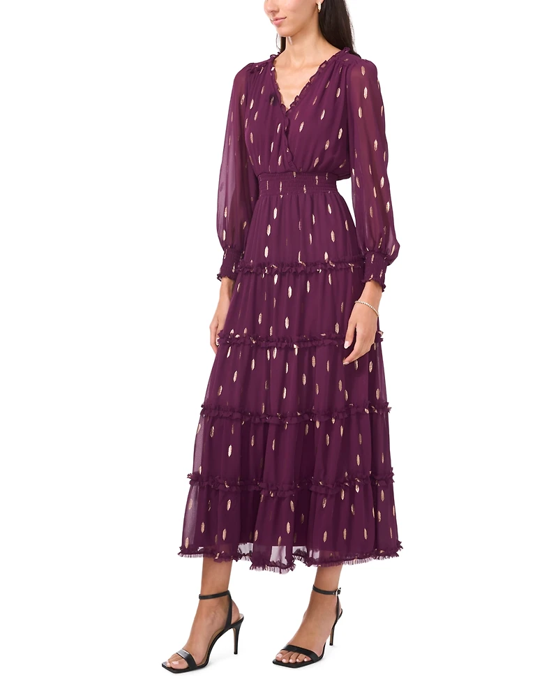 Msk Petite Chiffon Long Sleeves Maxi Dress