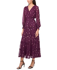 Msk Petite Chiffon Long Sleeves Maxi Dress