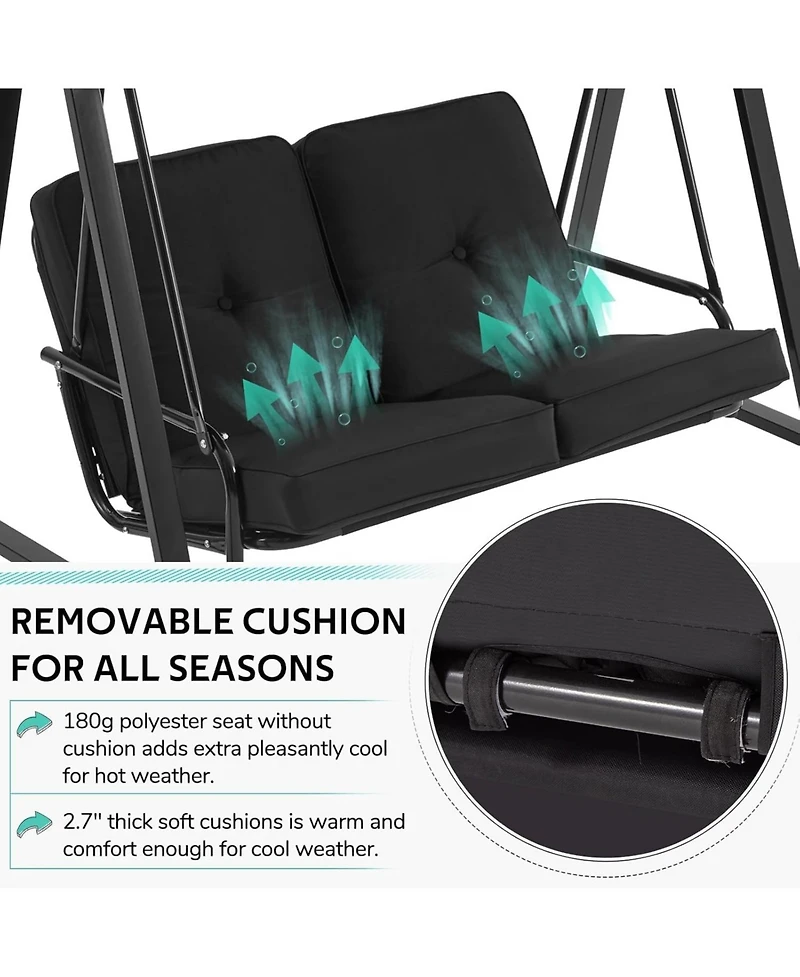 Aecojoy 2-Seat Porch Swings with Adjustable Canopy