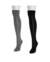 Muk Luks Women's Slouch Knit Cable 2 Pair Pack