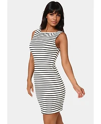 Bebe Women's Stripe Rib Bodycon Dress