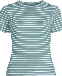 Lands' End Women's Drapey Rib Fitted Short Sleeve T-Shirt