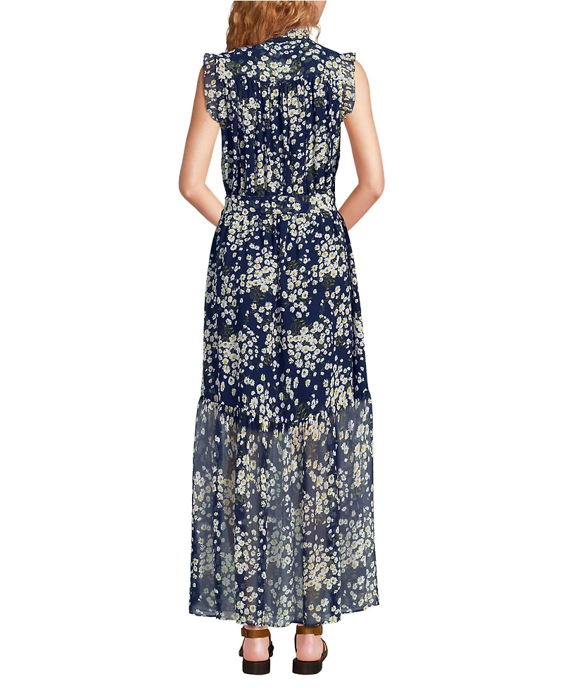 Lands' End Women's Chiffon Maxi Dress with Ruffle Detail
