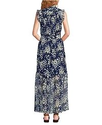Lands' End Women's Chiffon Maxi Dress with Ruffle Detail