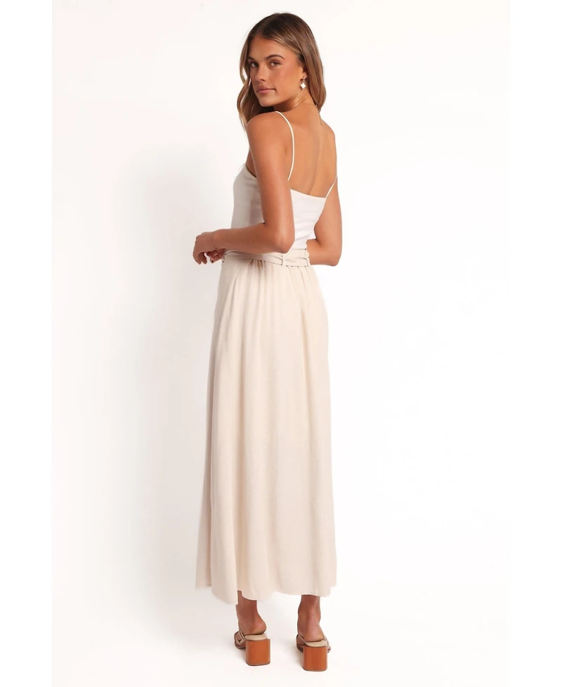 Petal and Pup Women's Xander Tie Waist Midi Skirt - Oatmeal