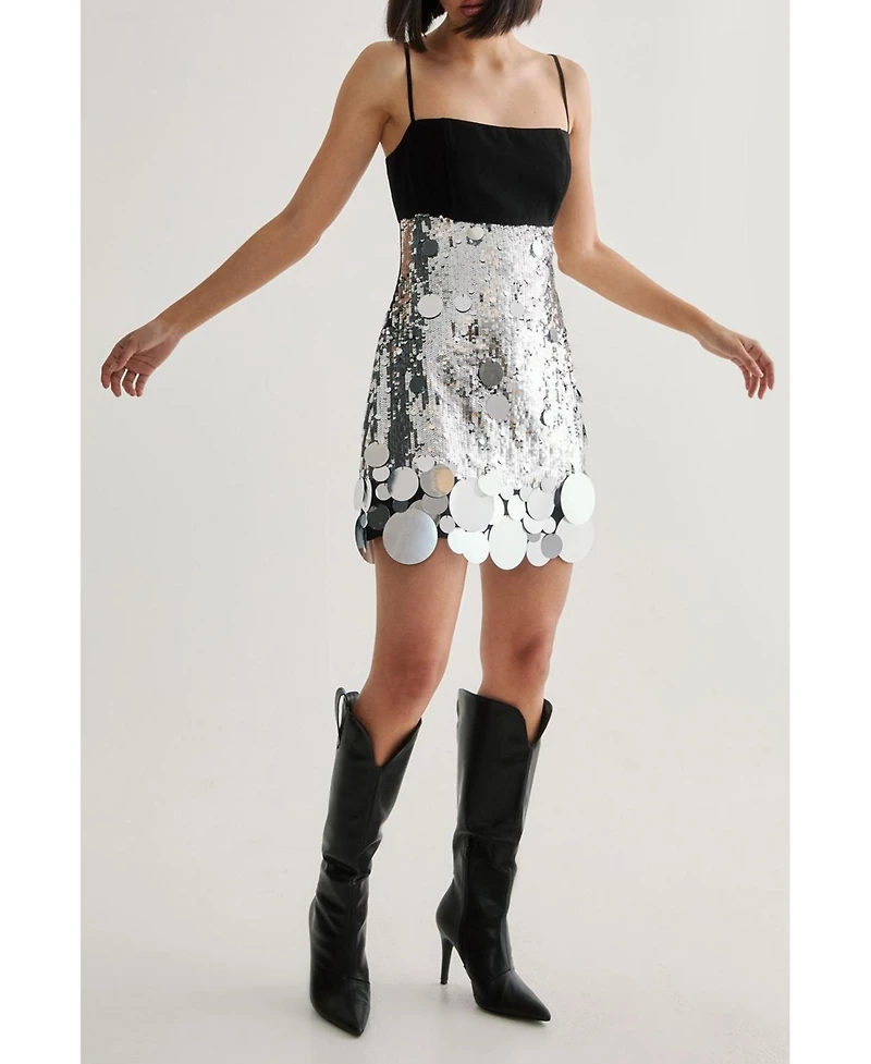 Nasty Gal Women's Sequin Disc Hem Sleeveless Mini Dress