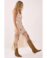 Nasty Gal Women's Beaded Halter Fringe Mini Dress