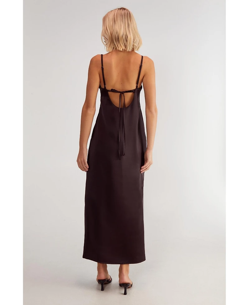 Nasty Gal Women's Satin Square Neck Maxi Slip Dress