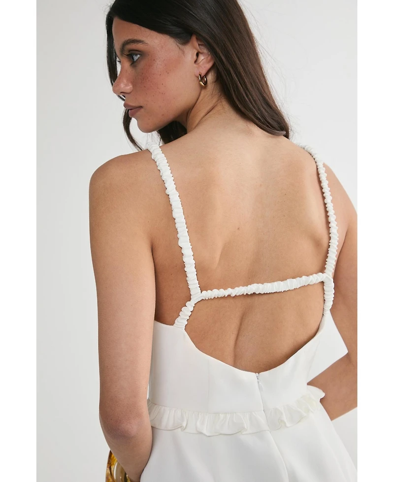 Nasty Gal Women's Ruched Strap Ruffle Tailored Mini Dress