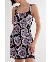 Nasty Gal Women's Beaded Flower Sequin Mini Dress