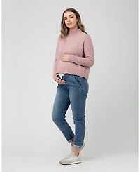 Ripe Maternity Jade Crop Nursing Knit Sweater Pink - Comfortable Wear