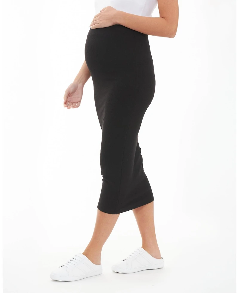 Ripe Maternity Maternity Black Ribbed Knit Pencil Skirt Stylish and Comfortable