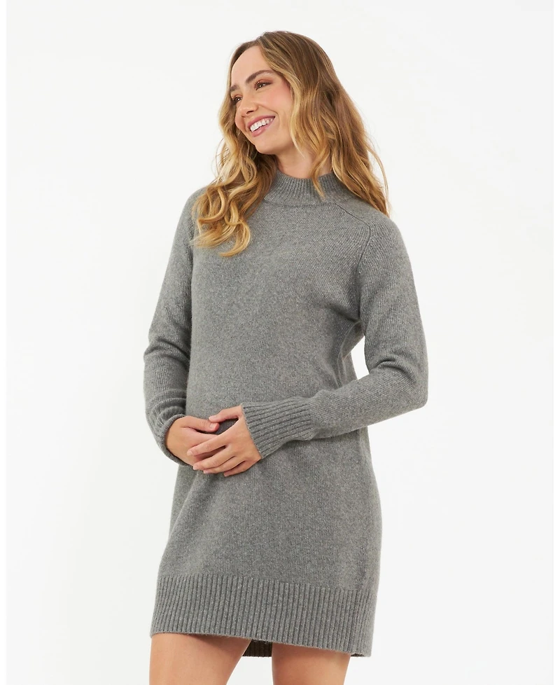 Ripe Maternity Maternity Brook Knit Sweater Dress in Grey Marle