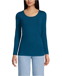 Lands' End Women's Lightweight Jersey Skimming Long Sleeve Scoop Neck T-shirt