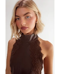 Nasty Gal Women's Faux Leather Tie Back Halter Dress