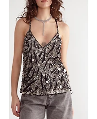 Nasty Gal Women's Mixed Disc Sequin Longline Cami Top