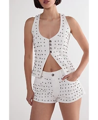 Nasty Gal Women's Studded Denim Corset Top