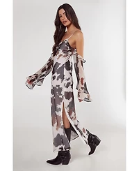 Nasty Gal Women's Cold Shoulder Bias Cut Split Maxi Dress