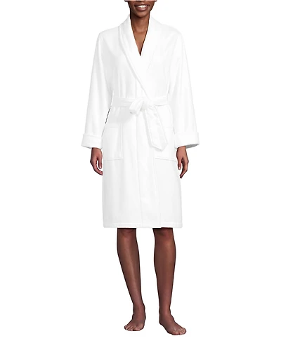 Lands' End Women's Petite Cotton Terry Knee Length Spa Bath Robe