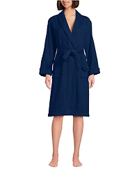 Lands' End Women's Petite Cotton Terry Knee Length Spa Bath Robe
