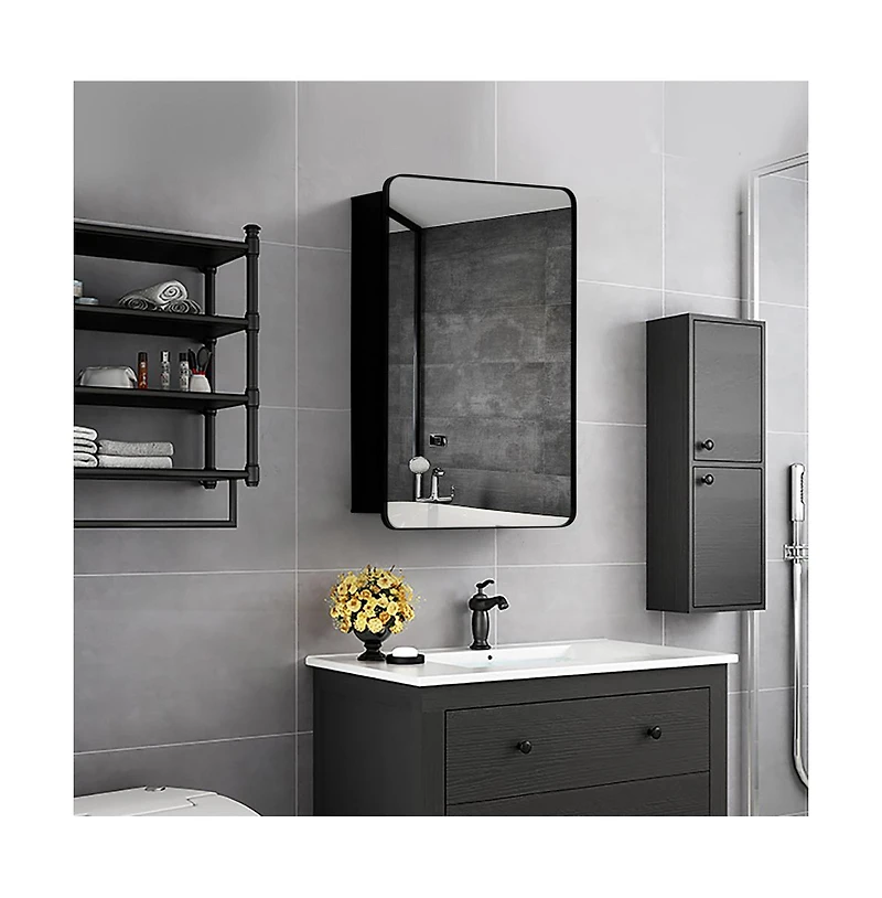Basicwise Multi-Purpose Aluminum Bathroom Storage Medicine Cabinet