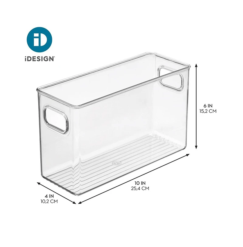 iDesign Set of 4 Pantry Storage Bins with Handles - Clear