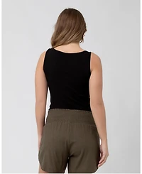 Ripe Maternity Izzy Button Down Rib Tank Black - Stylish Nursing Top for Women