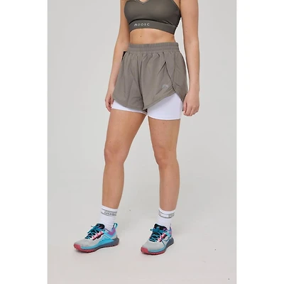 Oosc Women's Elite 2 1 Running Shorts - Khaki
