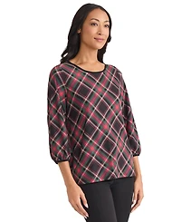 Jones New York Women's Printed Crew Neck Top