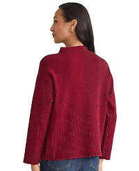 Jones New York Women's Striped Funnel Mock Neck Sweater