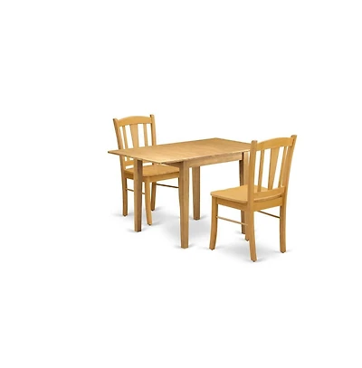 East West Furniture Dining Room Set Oak, NDDL3-oak-w