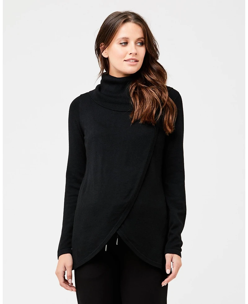 Ripe Maternity Maternity Stylish Black Cowl Neck Nursing Knit Nursing