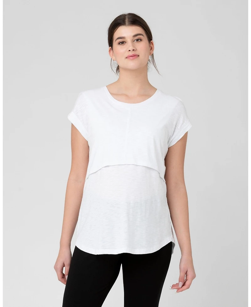 Ripe Maternity Richie White Nursing Tee for Women - Comfortable Wear
