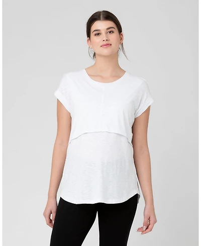 Ripe Maternity Richie White Nursing Tee for Women - Comfortable Wear