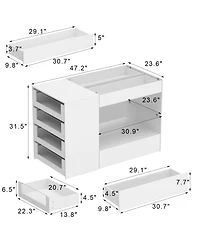 Homsee Glass Top 8-Drawers Dresser ,Display Cabinet,Manicure Nail Table,Bedroom/Kitchen Island,Makeup Table