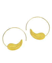 Ottoman Hands Gold Feather Pull Through Hoop Earrings