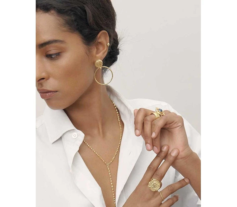 Ottoman Hands Myia Coin Front Hoop Earrings