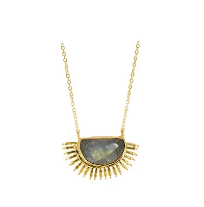 Ottoman Hands Sunrise Labradorite Pendant Necklace