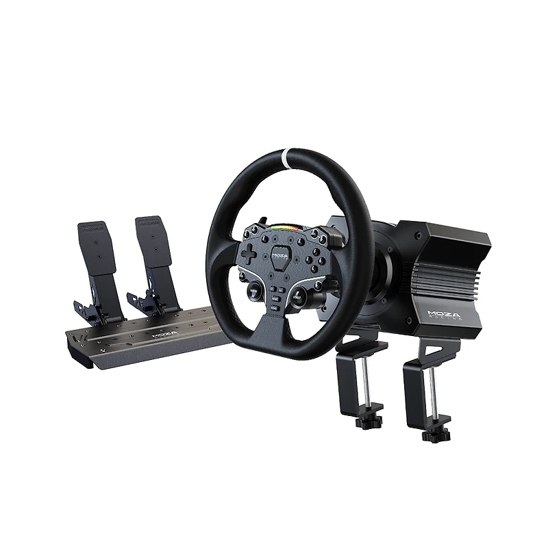 Moza R5 Racing Simulator Bundle – 5.5Nm Direct Drive Wheel Base, Es Steering Wheel, and Sr-p Lite Pedals