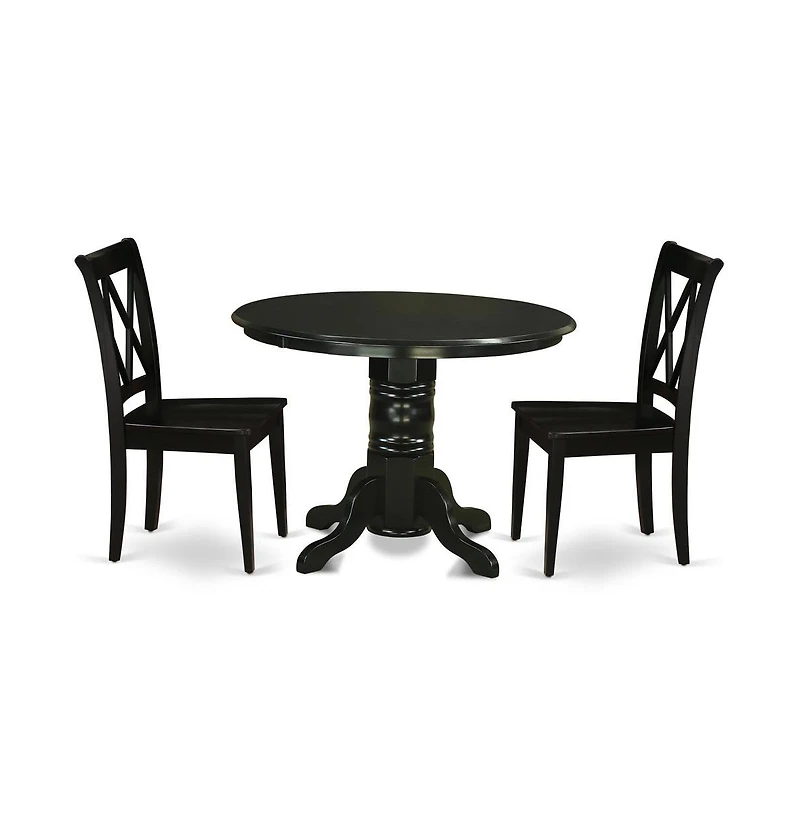 East West Furniture Dining Room Set Black, SHCL3-blk-w